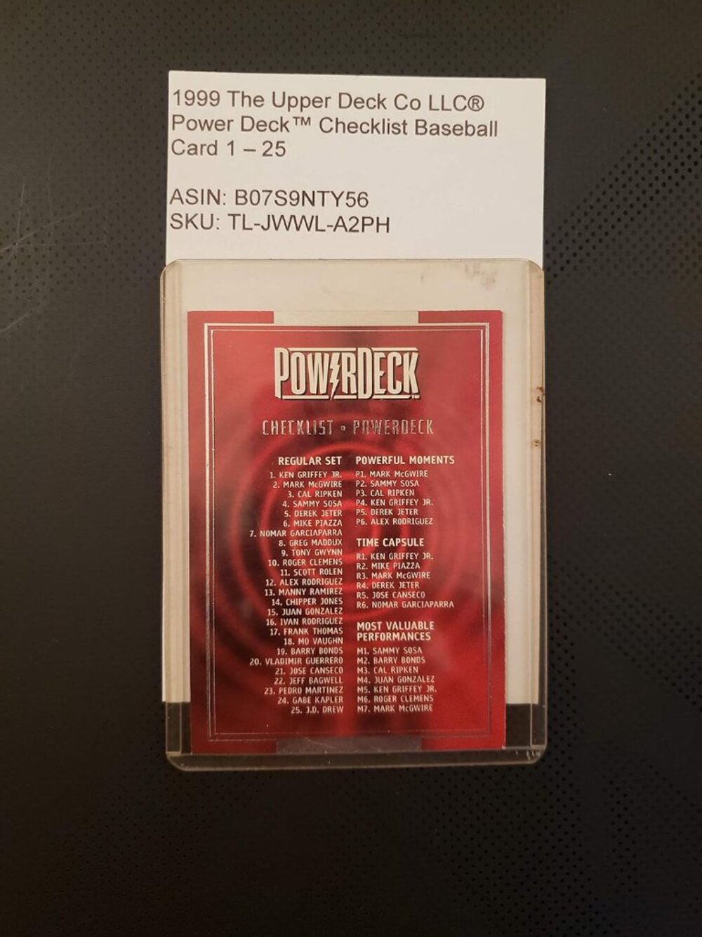 1999 The Upper Deck Co LLC® Power Deck™ Checklist Baseball Card 1-25